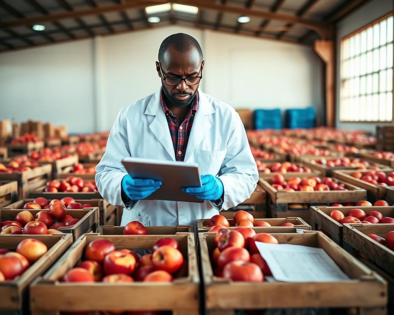 Contrôle qualité des fruits importés dans l'entrepôt New Vision Fruit à Mbour